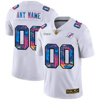 Men's Miami Dolphins White NFL 2020 Customize Crucial Catch Limited Stitched Jersey